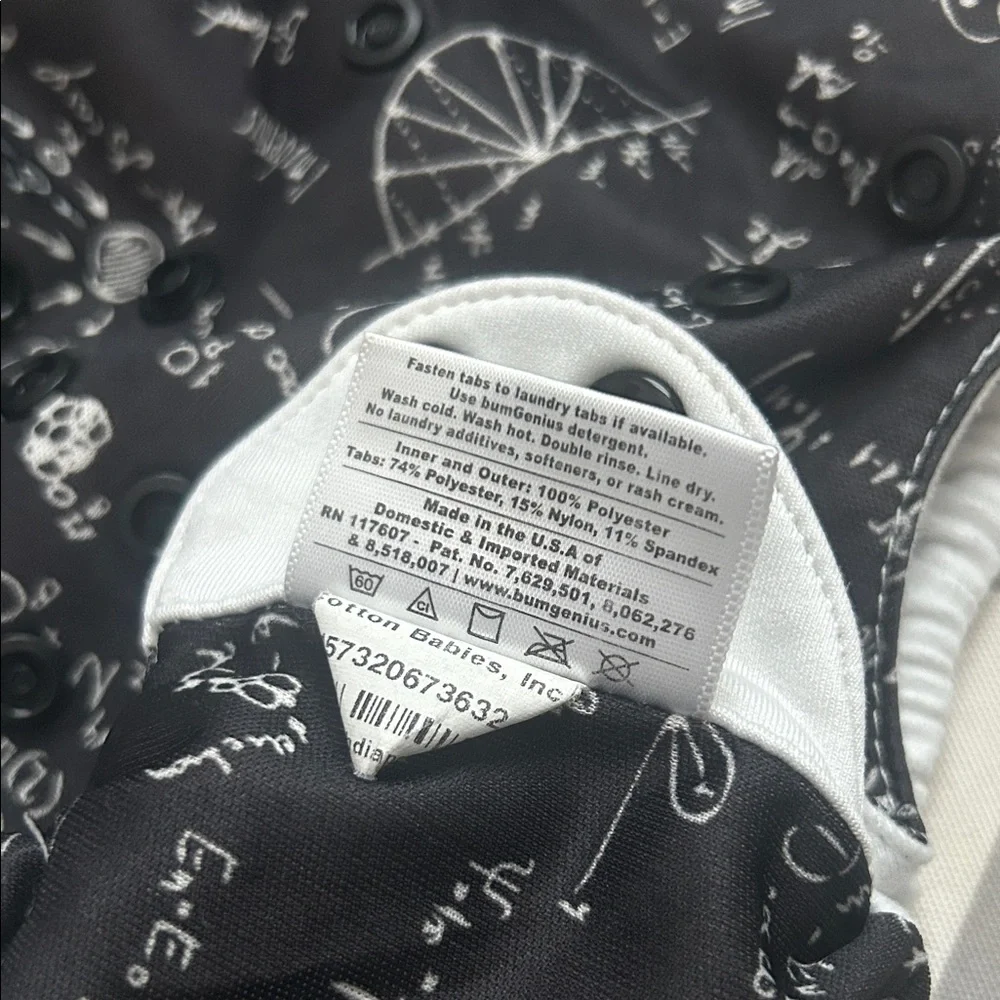 BumGenius Black Science Print Diaper Cover